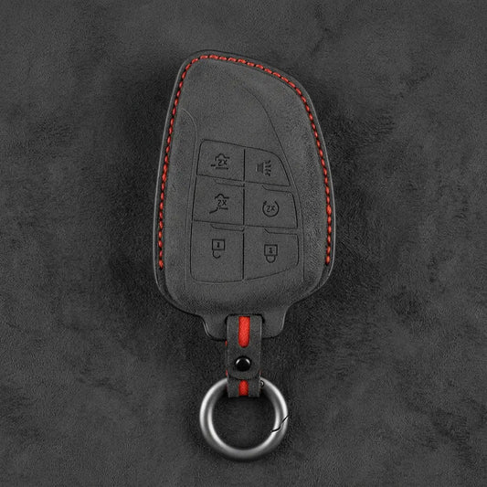 Dodge Hand-Stitched Alcantara Key Fob Cover – Asymmetric Wing 6-Button