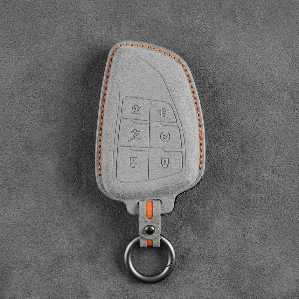 Dodge Hand-Stitched Alcantara Key Fob Cover – Asymmetric Wing 6-Button