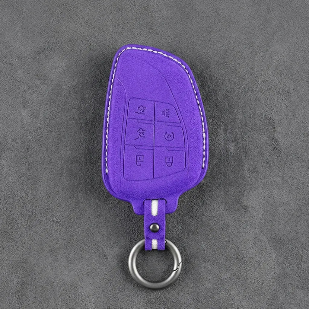 Dodge Hand-Stitched Alcantara Key Fob Cover – Asymmetric Wing 6-Button