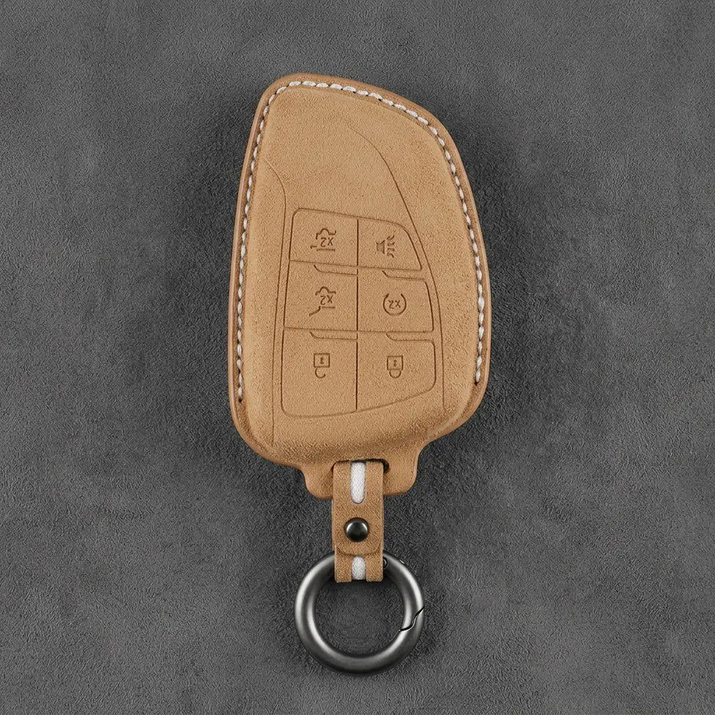 Dodge Hand-Stitched Alcantara Key Fob Cover – Asymmetric Wing 6-Button