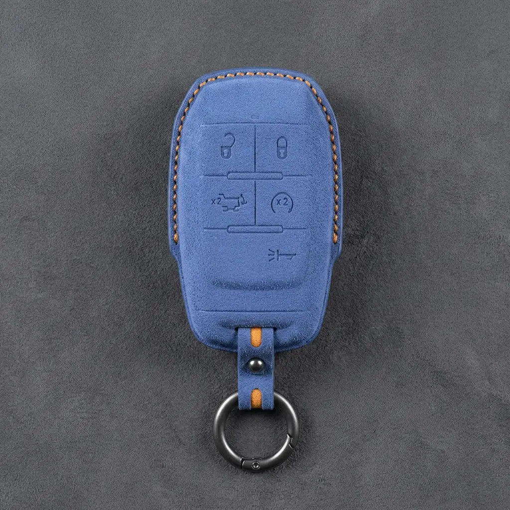 Dodge Hand-Stitched Alcantara Key Fob Cover – Block 5-Button