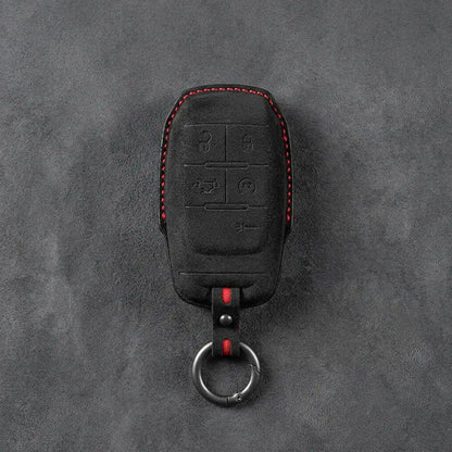 Dodge Hand-Stitched Alcantara Key Fob Cover – Block 5-Button