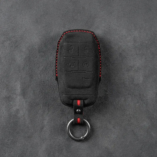 Dodge Hand-Stitched Alcantara Key Fob Cover – Block 5-Button