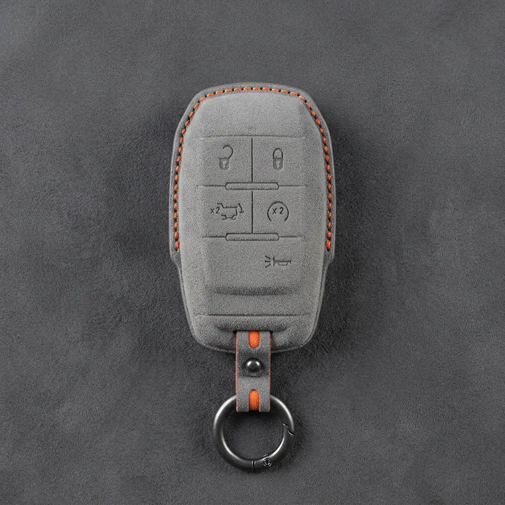 Dodge Hand-Stitched Alcantara Key Fob Cover – Block 5-Button