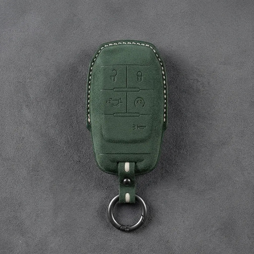 Dodge Hand-Stitched Alcantara Key Fob Cover – Block 5-Button