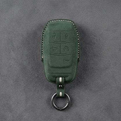 Dodge Hand-Stitched Alcantara Key Fob Cover – Block 5-Button
