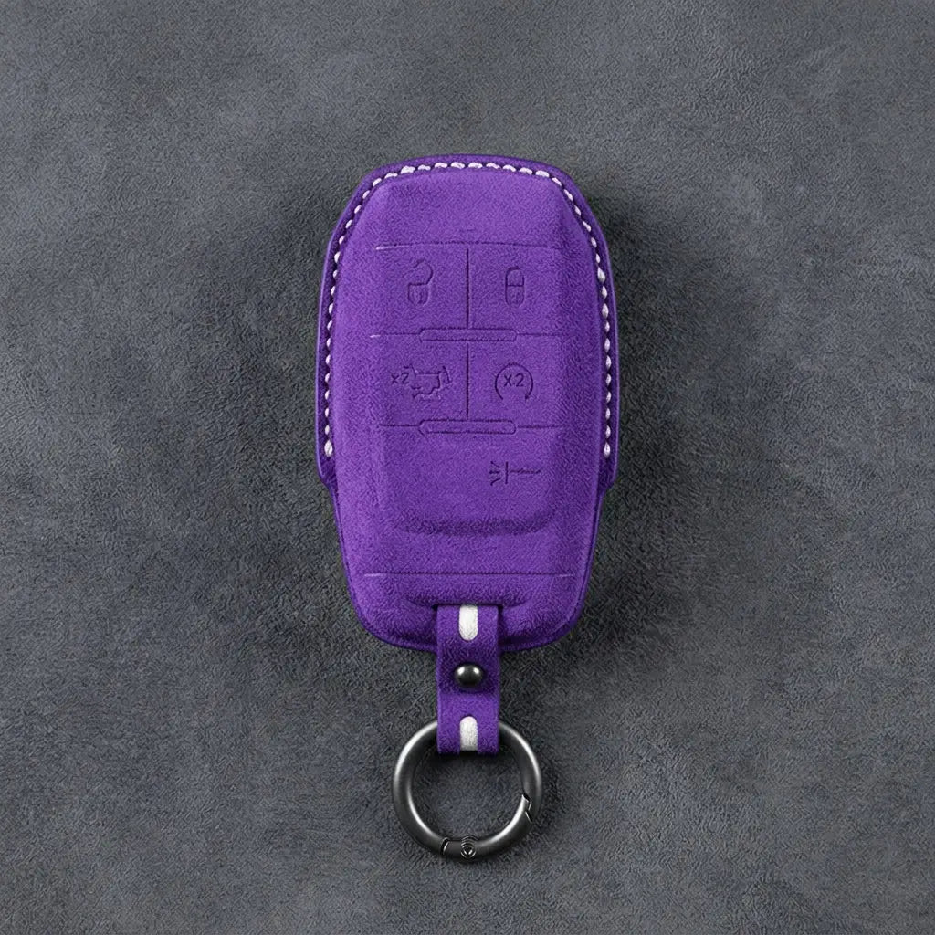 Dodge Hand-Stitched Alcantara Key Fob Cover – Block 5-Button