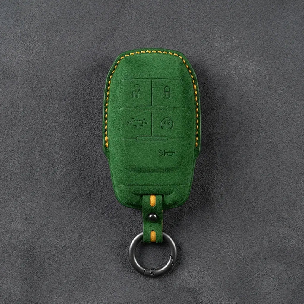 Dodge Hand-Stitched Alcantara Key Fob Cover – Block 5-Button