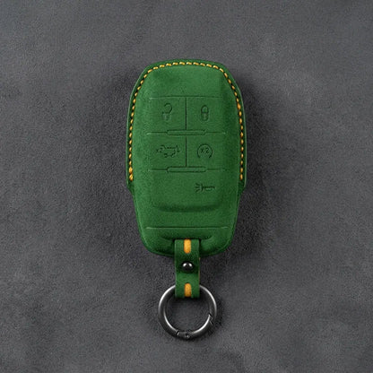 Dodge Hand-Stitched Alcantara Key Fob Cover – Block 5-Button