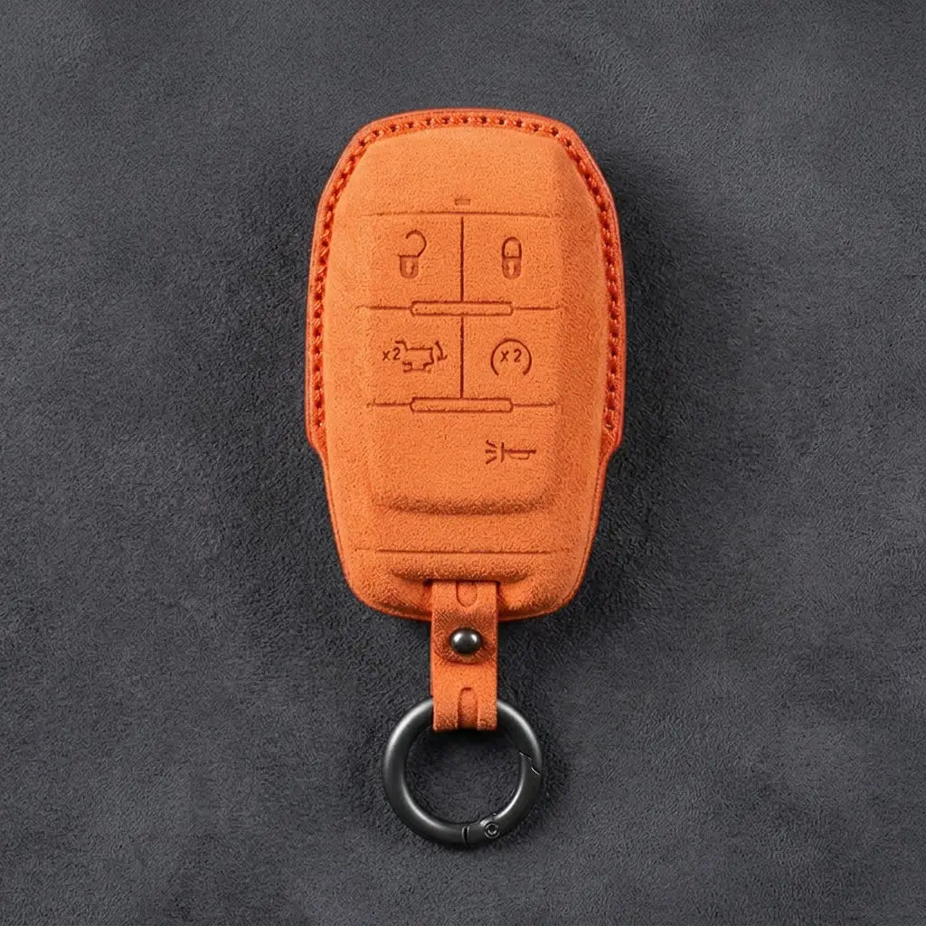 Dodge Hand-Stitched Alcantara Key Fob Cover – Block 5-Button