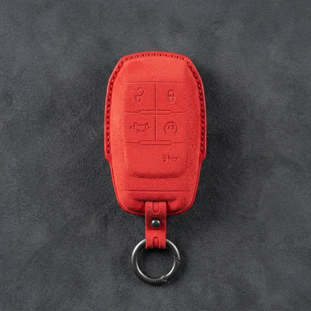 Dodge Hand-Stitched Alcantara Key Fob Cover – Block 5-Button