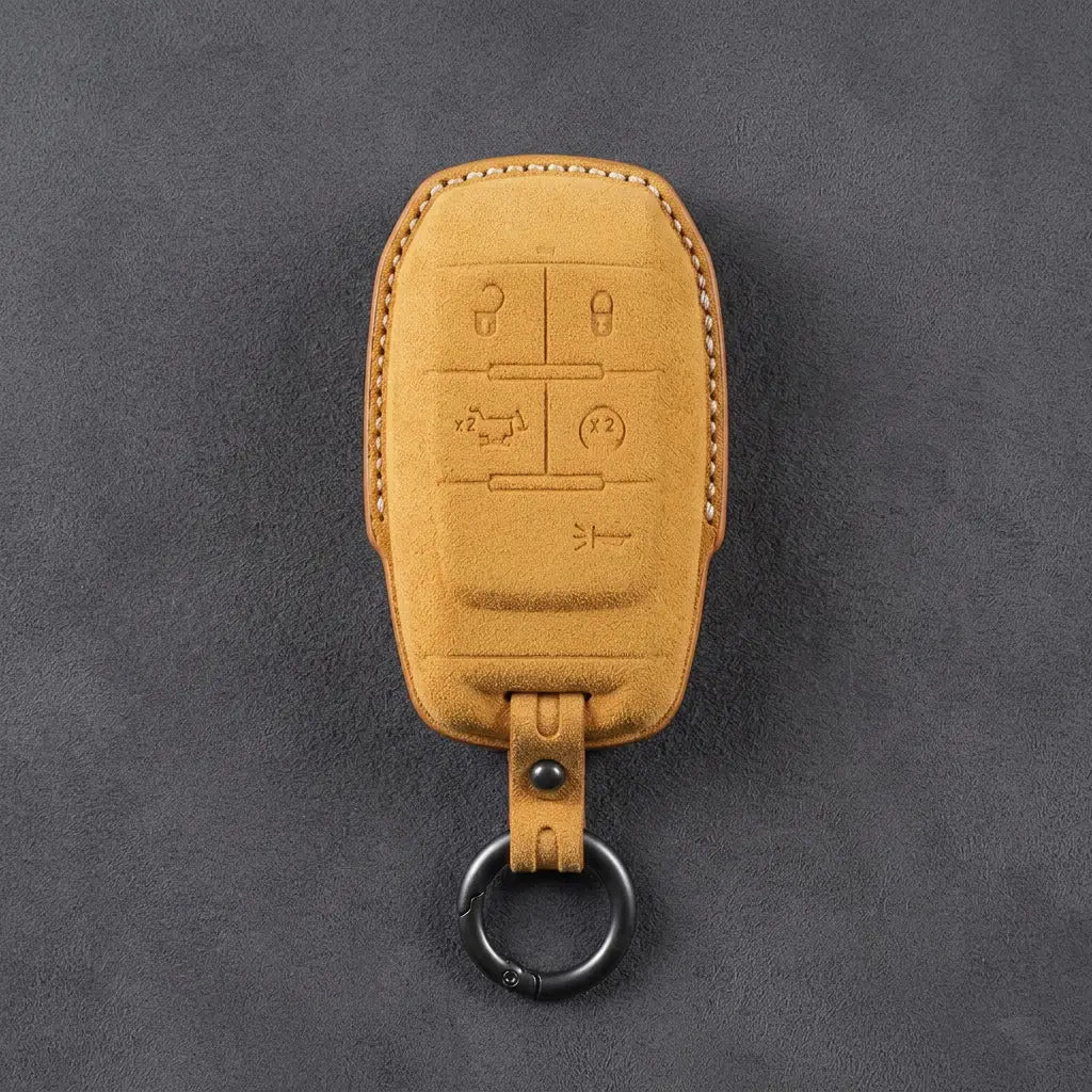 Dodge Hand-Stitched Alcantara Key Fob Cover – Block 5-Button