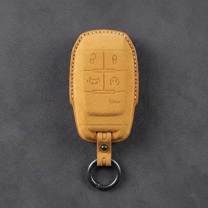 Dodge Hand-Stitched Alcantara Key Fob Cover – Block 5-Button