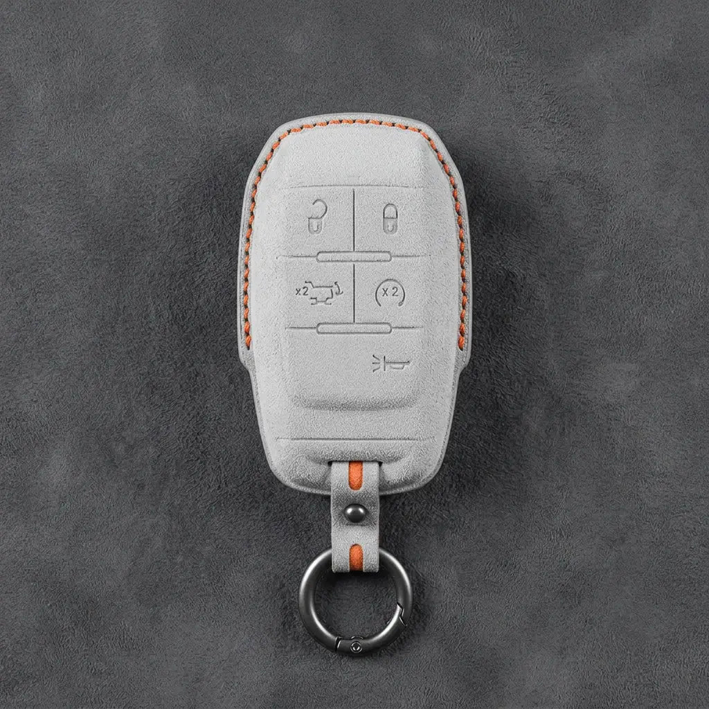 Dodge Hand-Stitched Alcantara Key Fob Cover – Block 5-Button