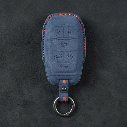Dodge Hand-Stitched Alcantara Key Fob Cover – Block 6-Button