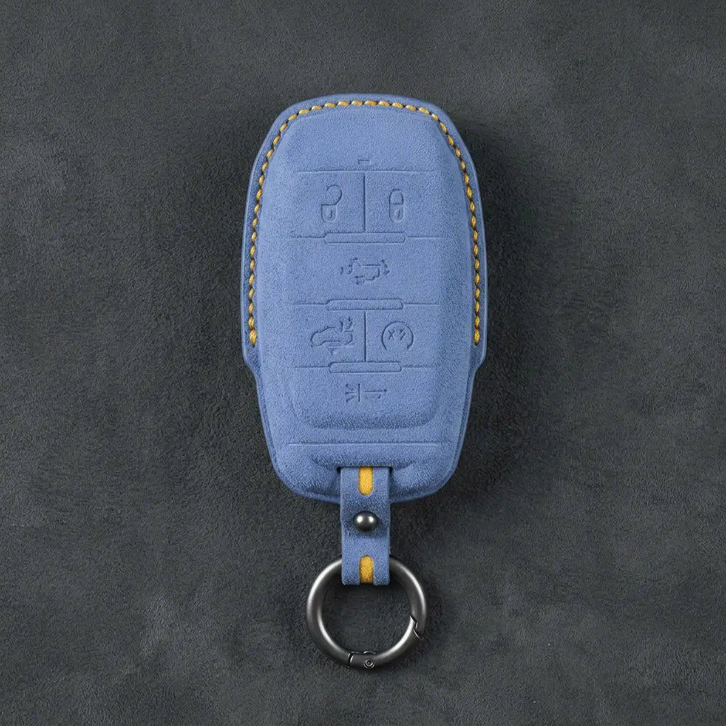 Dodge Hand-Stitched Alcantara Key Fob Cover – Block 6-Button