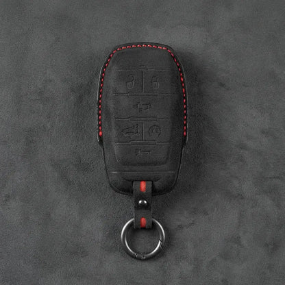 Dodge Hand-Stitched Alcantara Key Fob Cover – Block 6-Button