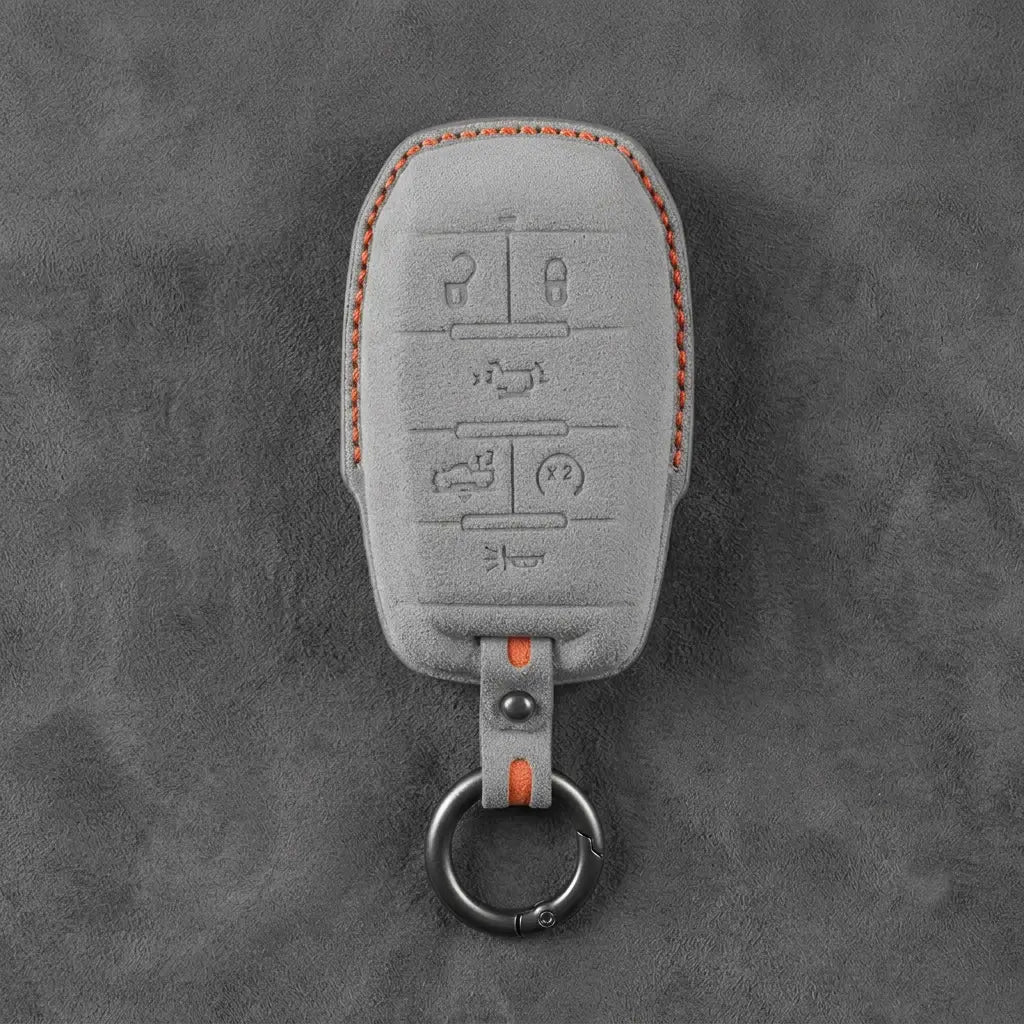 Dodge Hand-Stitched Alcantara Key Fob Cover – Block 6-Button