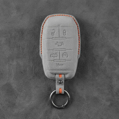 Dodge Hand-Stitched Alcantara Key Fob Cover – Block 6-Button