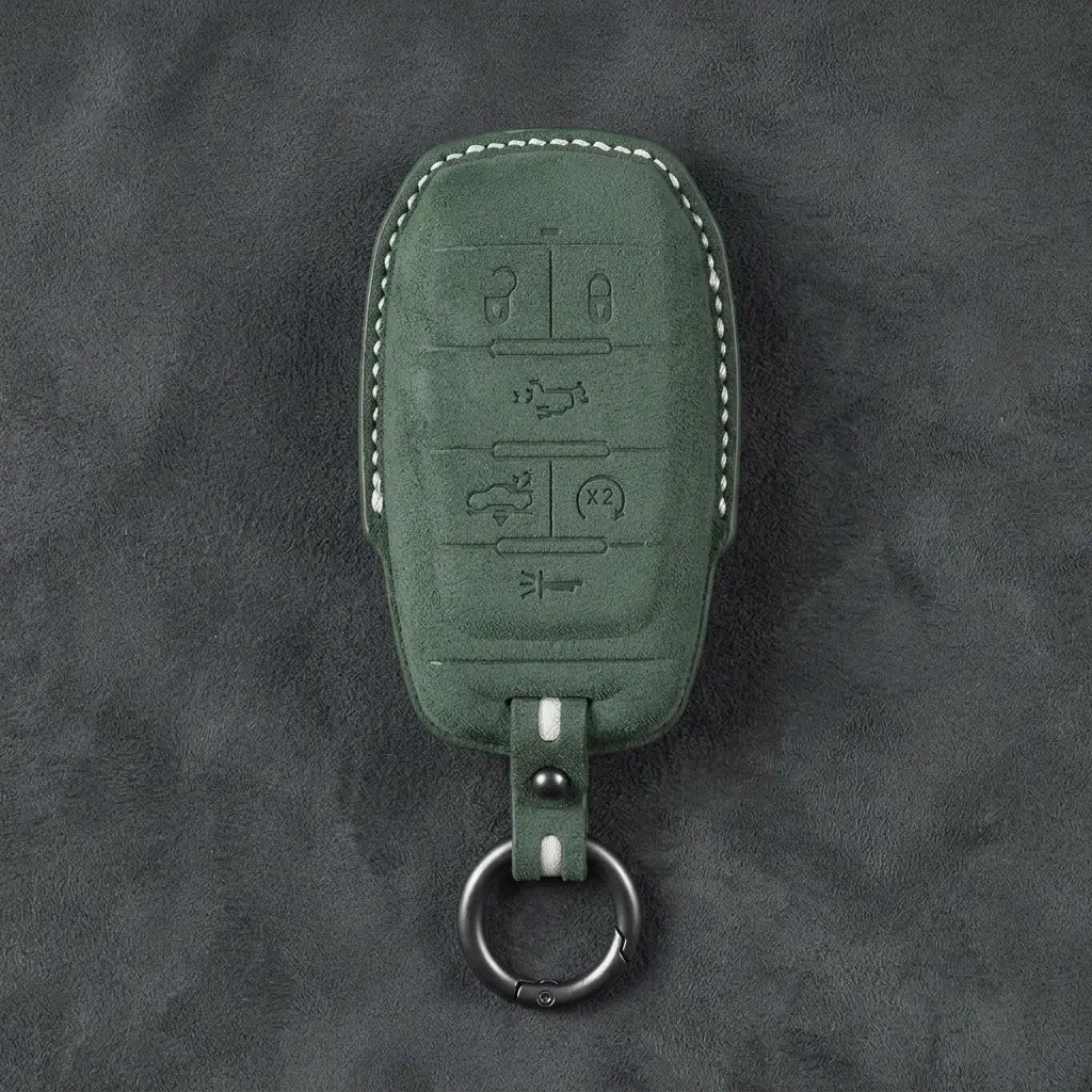 Dodge Hand-Stitched Alcantara Key Fob Cover – Block 6-Button