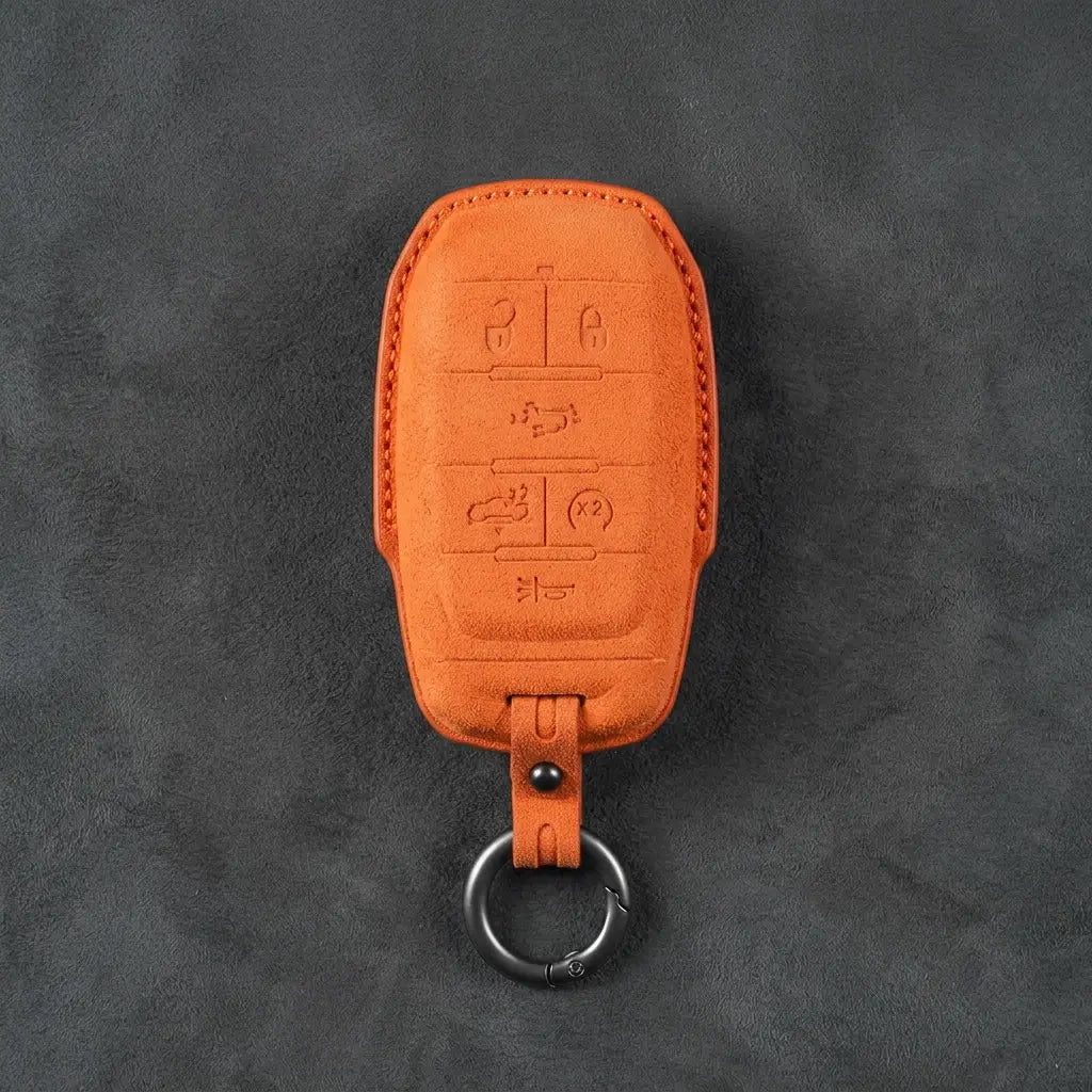 Dodge Hand-Stitched Alcantara Key Fob Cover – Block 6-Button