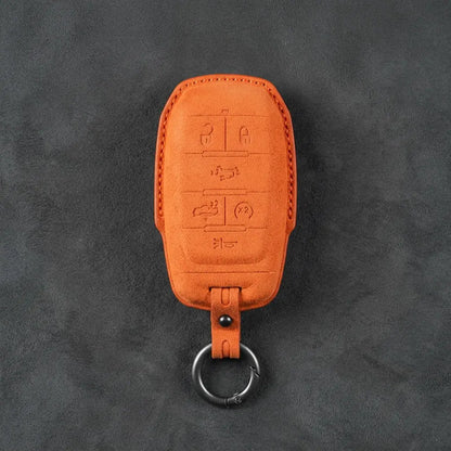 Dodge Hand-Stitched Alcantara Key Fob Cover – Block 6-Button