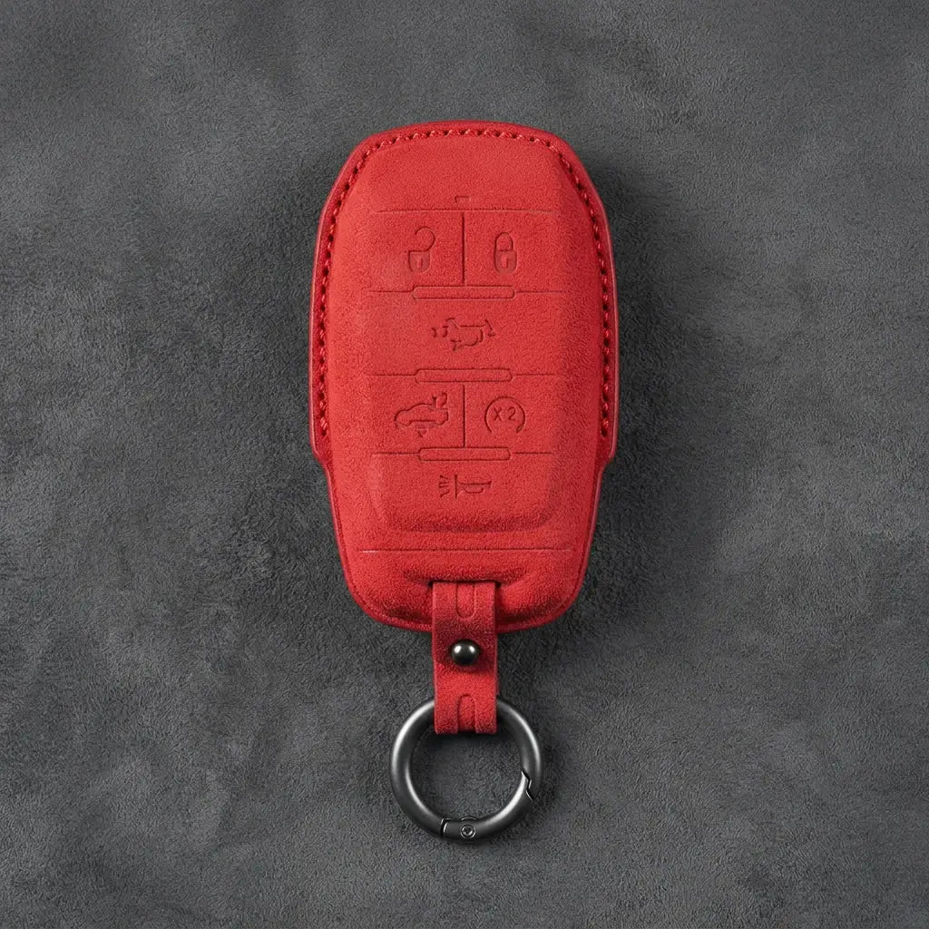 Dodge Hand-Stitched Alcantara Key Fob Cover – Block 6-Button