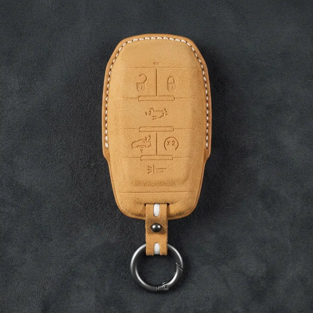 Dodge Hand-Stitched Alcantara Key Fob Cover – Block 6-Button