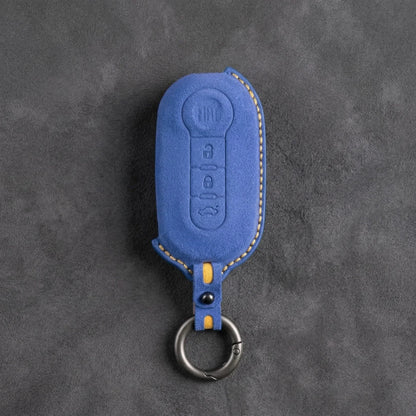 Fiat Hand-Stitched Alcantara Key Fob Cover - Rounded 3-Button