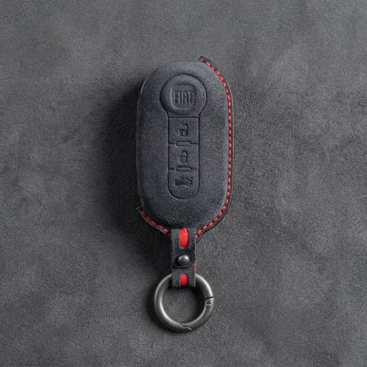 Fiat Hand-Stitched Alcantara Key Fob Cover - Rounded 3-Button