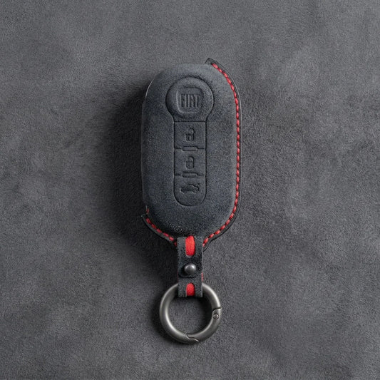 Fiat Hand-Stitched Alcantara Key Fob Cover - Rounded 3-Button