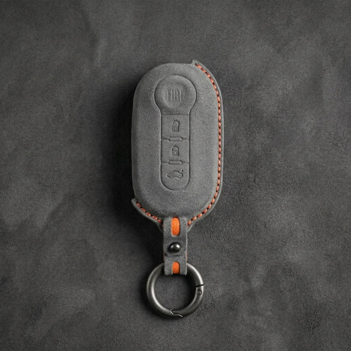 Fiat Hand-Stitched Alcantara Key Fob Cover - Rounded 3-Button