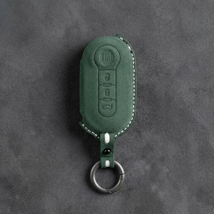 Fiat Hand-Stitched Alcantara Key Fob Cover - Rounded 3-Button