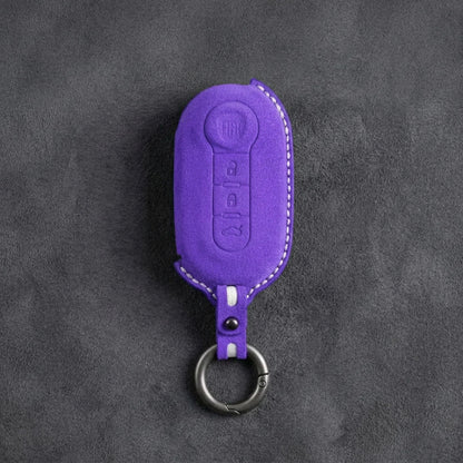 Fiat Hand-Stitched Alcantara Key Fob Cover - Rounded 3-Button