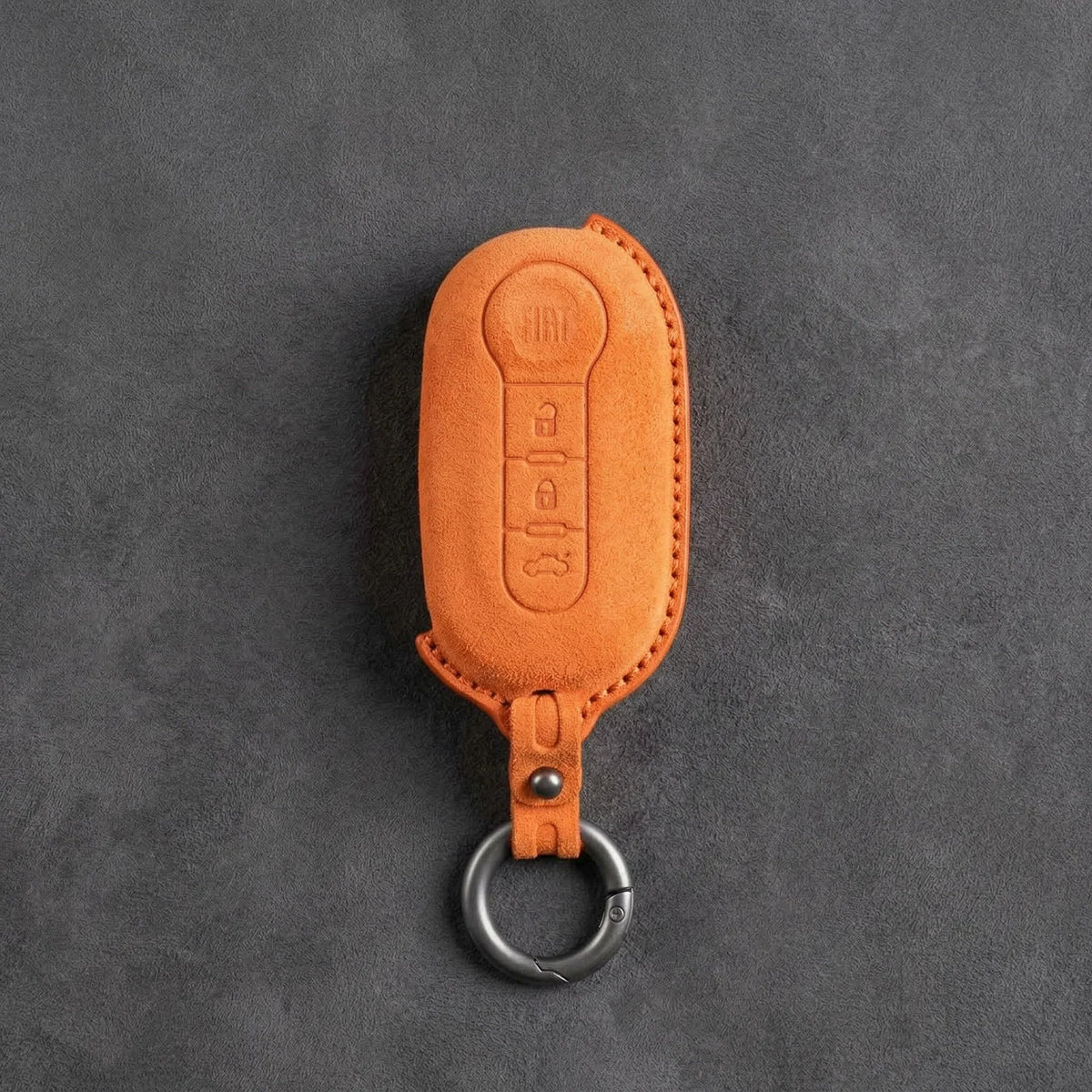 Fiat Hand-Stitched Alcantara Key Fob Cover - Rounded 3-Button