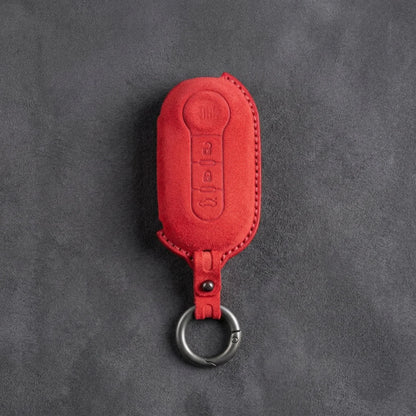 Fiat Hand-Stitched Alcantara Key Fob Cover - Rounded 3-Button
