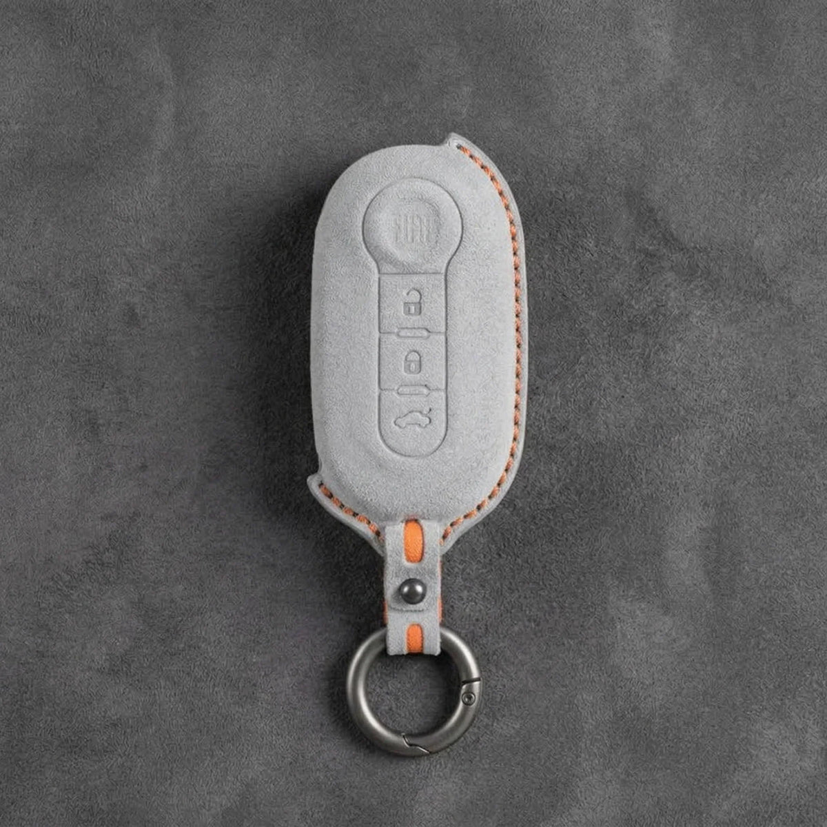 Fiat Hand-Stitched Alcantara Key Fob Cover - Rounded 3-Button