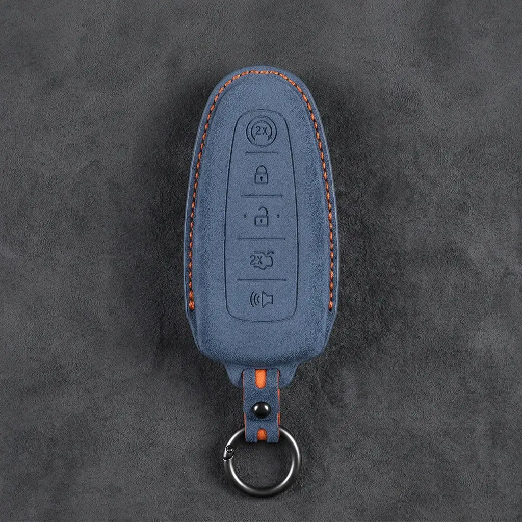 Ford Hand-Stitched Alcantara Key Fob Cover – 5-Button Remote Start Fob