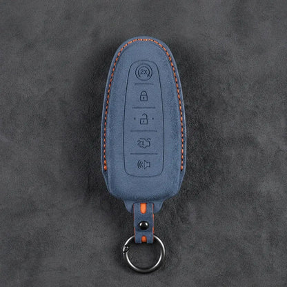 Ford Hand-Stitched Alcantara Key Fob Cover – 5-Button Remote Start Fob