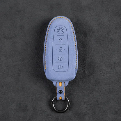 Ford Hand-Stitched Alcantara Key Fob Cover – 5-Button Remote Start Fob