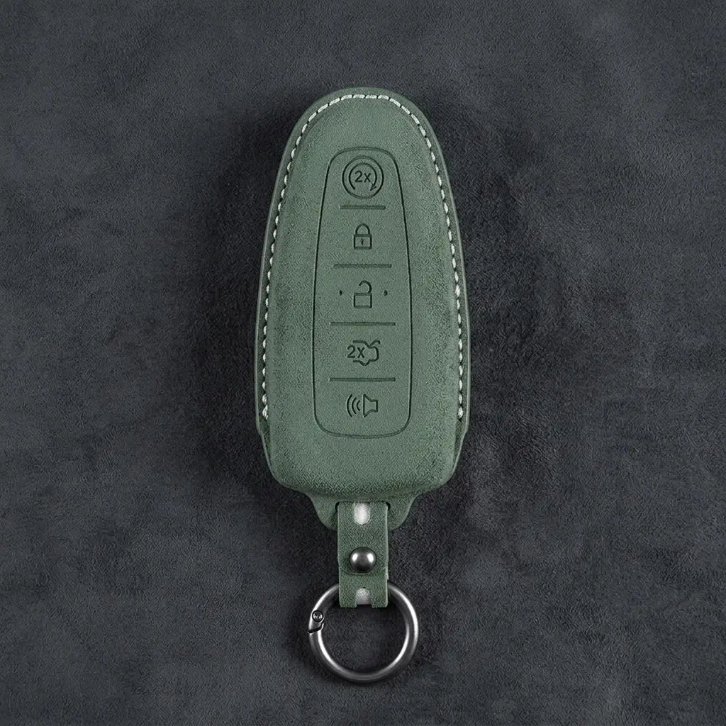 Ford Hand-Stitched Alcantara Key Fob Cover – 5-Button Remote Start Fob