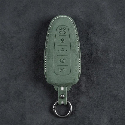 Ford Hand-Stitched Alcantara Key Fob Cover – 5-Button Remote Start Fob