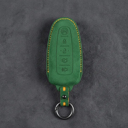Ford Hand-Stitched Alcantara Key Fob Cover – 5-Button Remote Start Fob