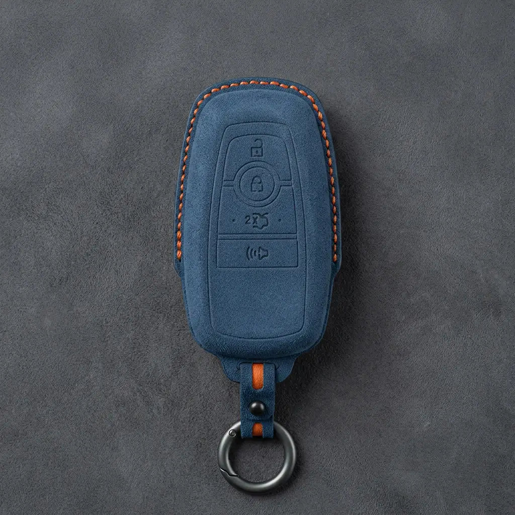 Ford Hand-Stitched Alcantara Key Fob Cover – Center-Ring Shield