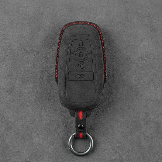 Ford Hand-Stitched Alcantara Key Fob Cover – Center-Ring Shield