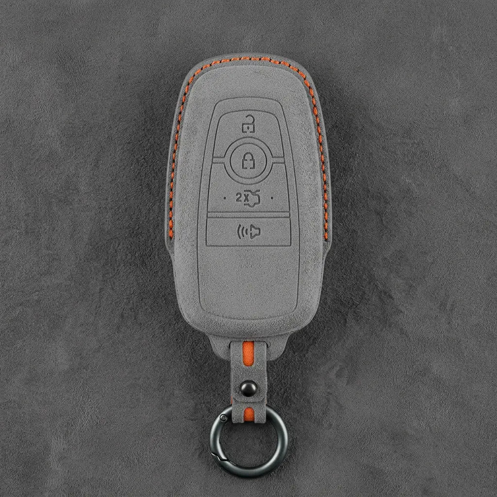Ford Hand-Stitched Alcantara Key Fob Cover – Center-Ring Shield