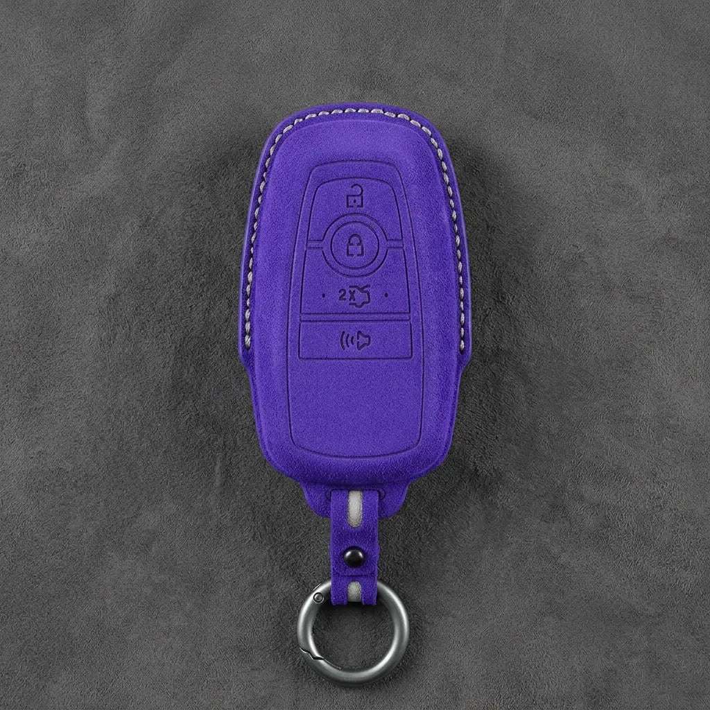 Ford Hand-Stitched Alcantara Key Fob Cover – Center-Ring Shield