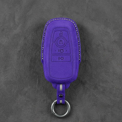 Ford Hand-Stitched Alcantara Key Fob Cover – Center-Ring Shield