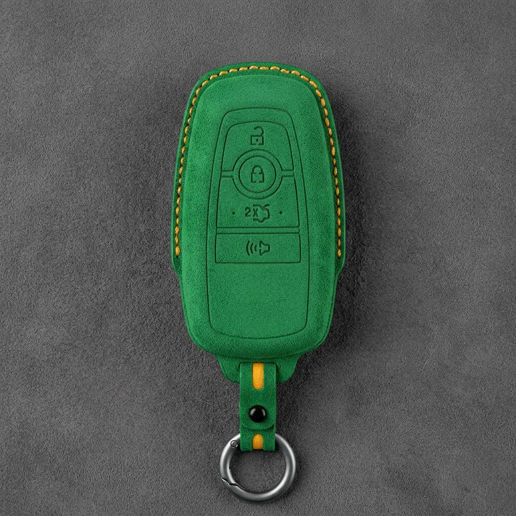 Ford Hand-Stitched Alcantara Key Fob Cover – Center-Ring Shield