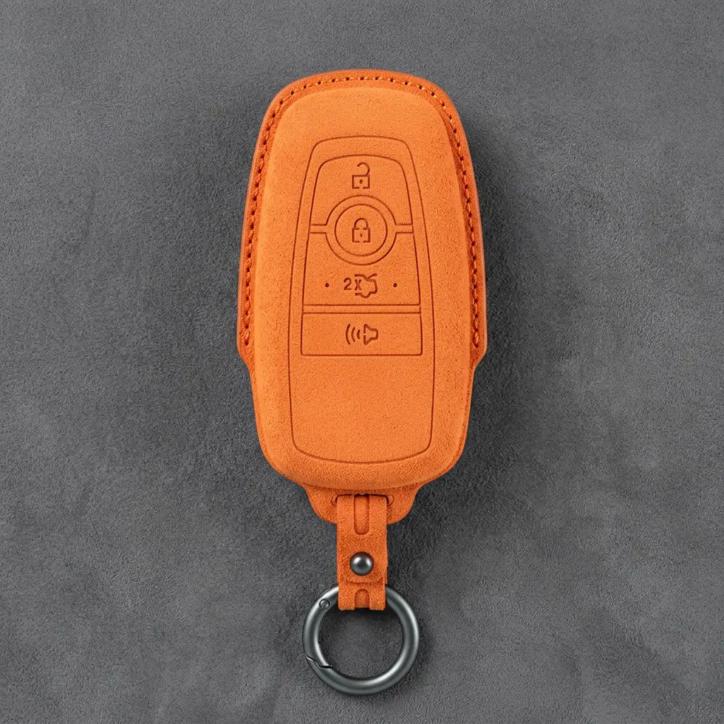 Ford Hand-Stitched Alcantara Key Fob Cover – Center-Ring Shield